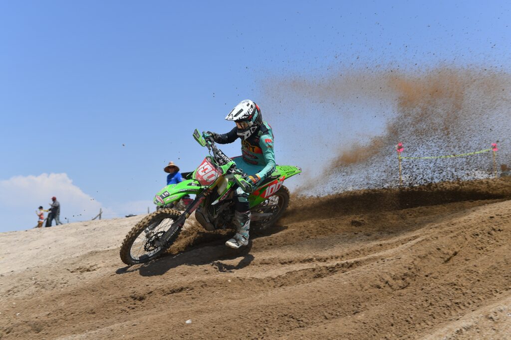 zach bell riding his kx450x at the 2023 delta ngpc